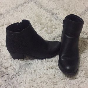 Black glitter booties